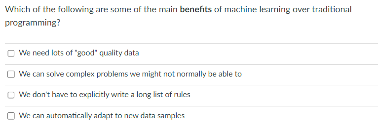 Solved Which of the following are some of the main benefits | Chegg.com