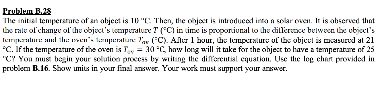 Solved Problem B.28 The Initial Temperature Of An Object Is | Chegg.com