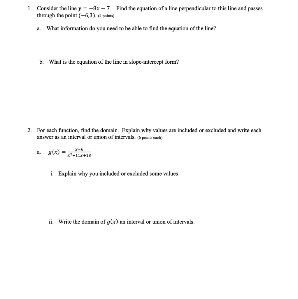 Solved 1 Consider The Line Y 8x 7 Find The Equation Chegg Com