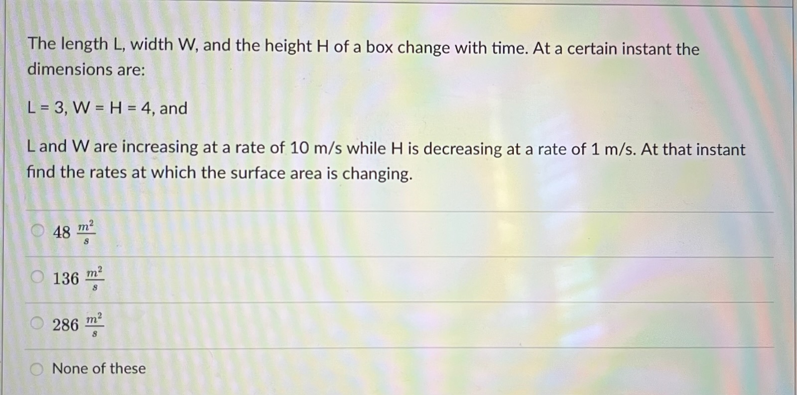 Solved The Length L, Width W, And The Height H Of A Box | Chegg.com