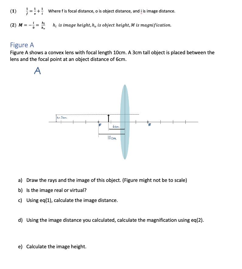 Solved (1) II + Wheref is focal distance, o is object | Chegg.com