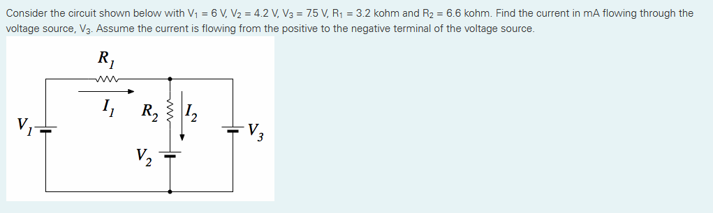 Solved Consider the circuit shown below with V1 = 6 V, V2 = | Chegg.com