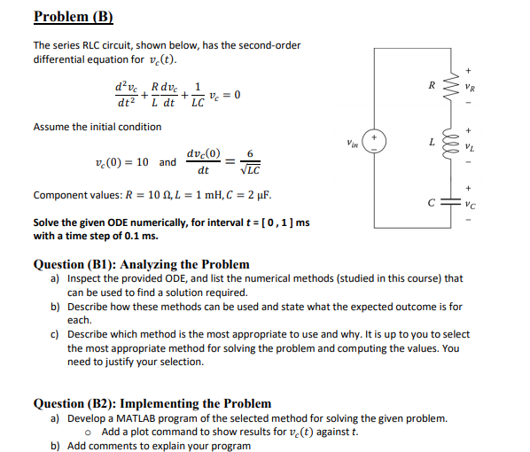 Solved Problem (B) The Series RLC Circuit, Shown Below, Has | Chegg.com