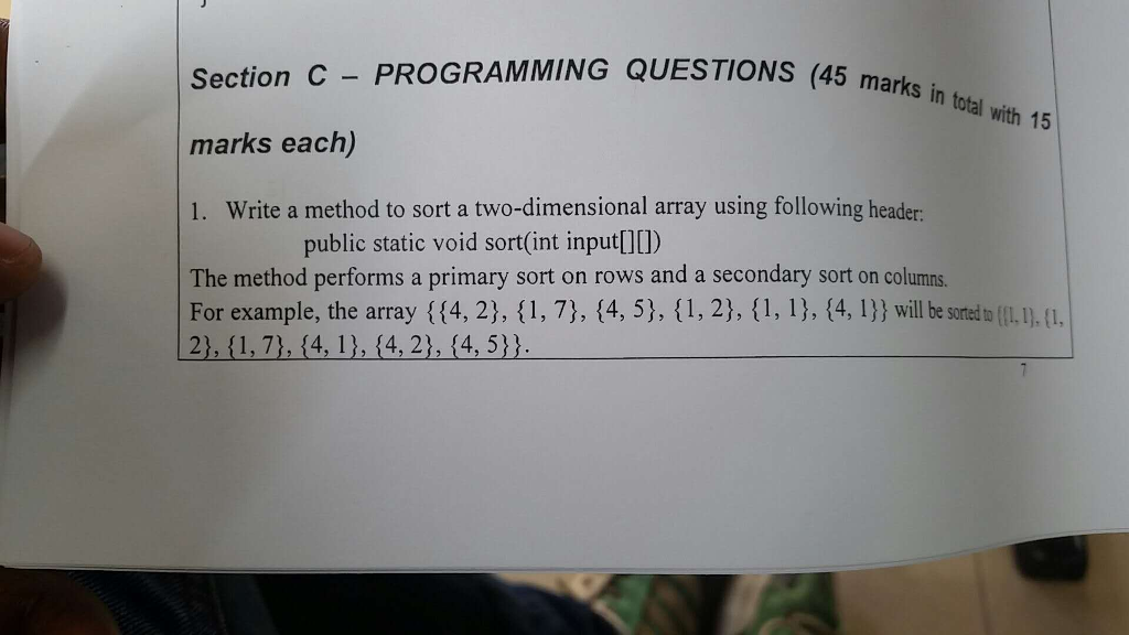 Solved Section C - PROGRAMMING QUESTIONS (45 marks marks | Chegg.com