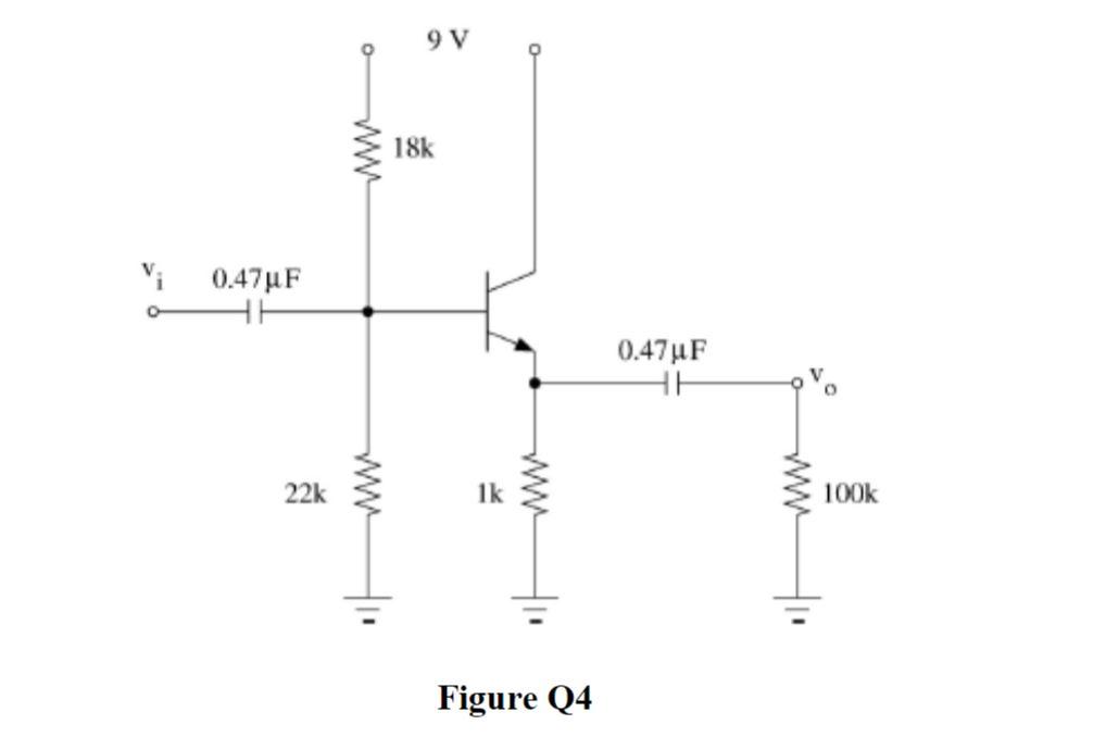Solved Q.4 For the amplifier circuit shown in Figure Q(4): | Chegg.com