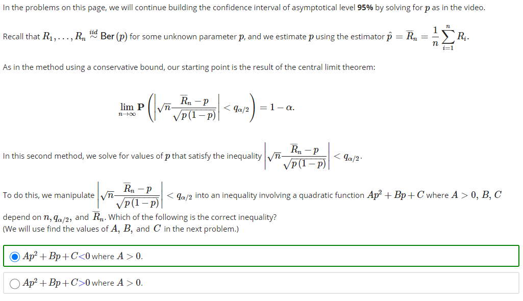 Solved Verify the confidence interval P^tilde plusminus