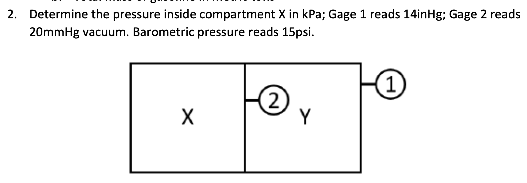 Solved 2. Determine the pressure inside compartment X in | Chegg.com
