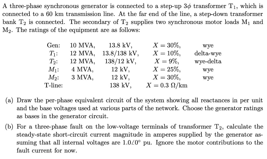 Solved A Three Phase Synchronous Generator Is Connected To A 8721