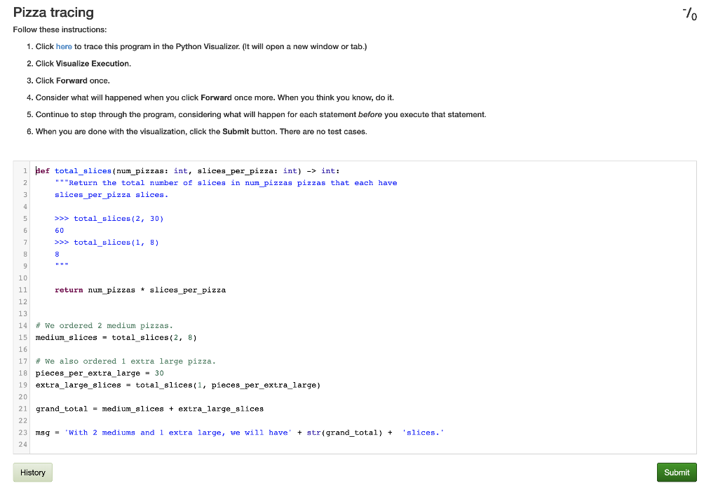 Solved Pizza Slices 72 Complete The Function According To Chegg Com