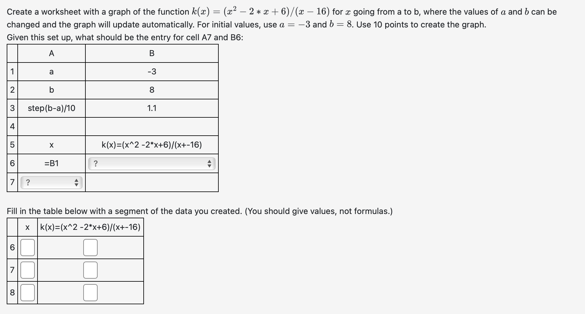 Solved 7.Create a worksheet with a graph of the function | Chegg.com