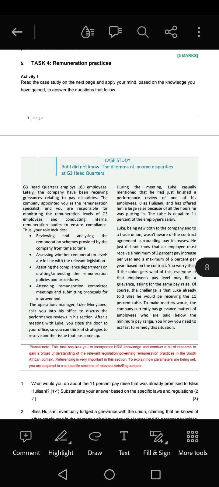 Solved 5. TASK 4: Remuneration practices Activity 1 Read the | Chegg.com