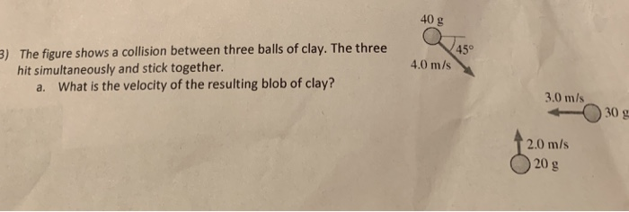 Solved 40 g 3) The figure shows a collision between three | Chegg.com