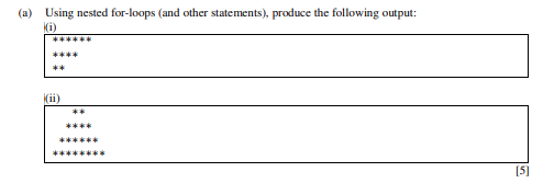 Solved Using nested for-loops (and other statements), | Chegg.com