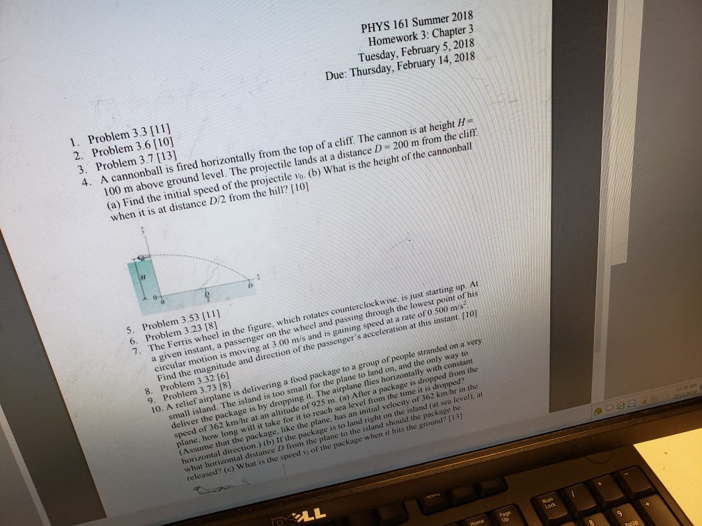 Solved PHYS 161 Summer 2018 Homework 3: Chapter 3 Tuesday, | Chegg.com