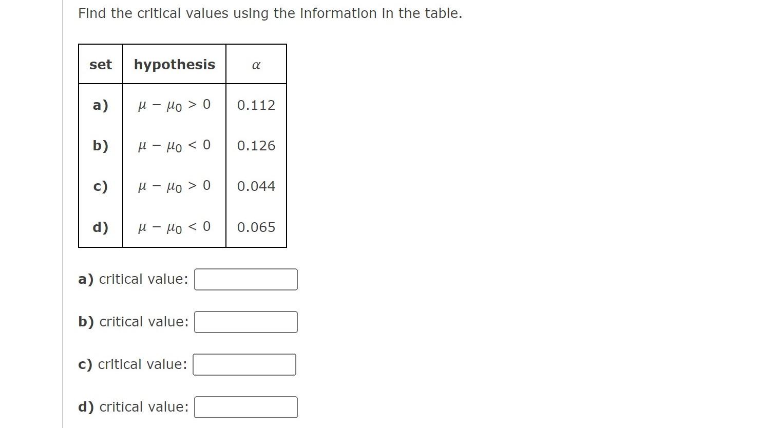 Solved Find The Critical Values Using The Information In The | Chegg.com