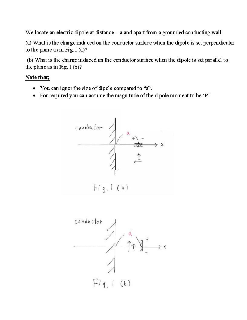 Solved We locate an electric dipole at distance = a and | Chegg.com