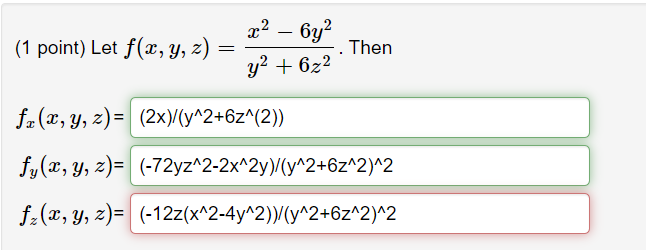 Solved X2 6y2 1 Point Let F X Y Z Then Y 622 Fr X