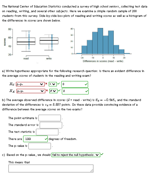 Solved The National Center Of Education Statistics Conducted | Chegg.com