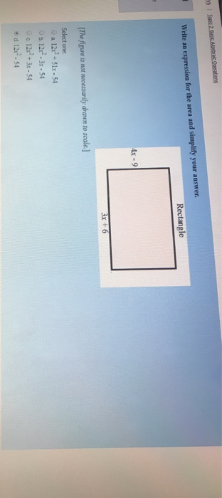 Solved Write an expression for the area and simplify your | Chegg.com