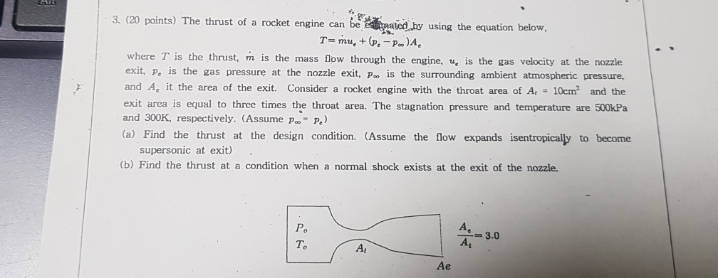 3. (20 points) The thrust of a rocket engine can be | Chegg.com
