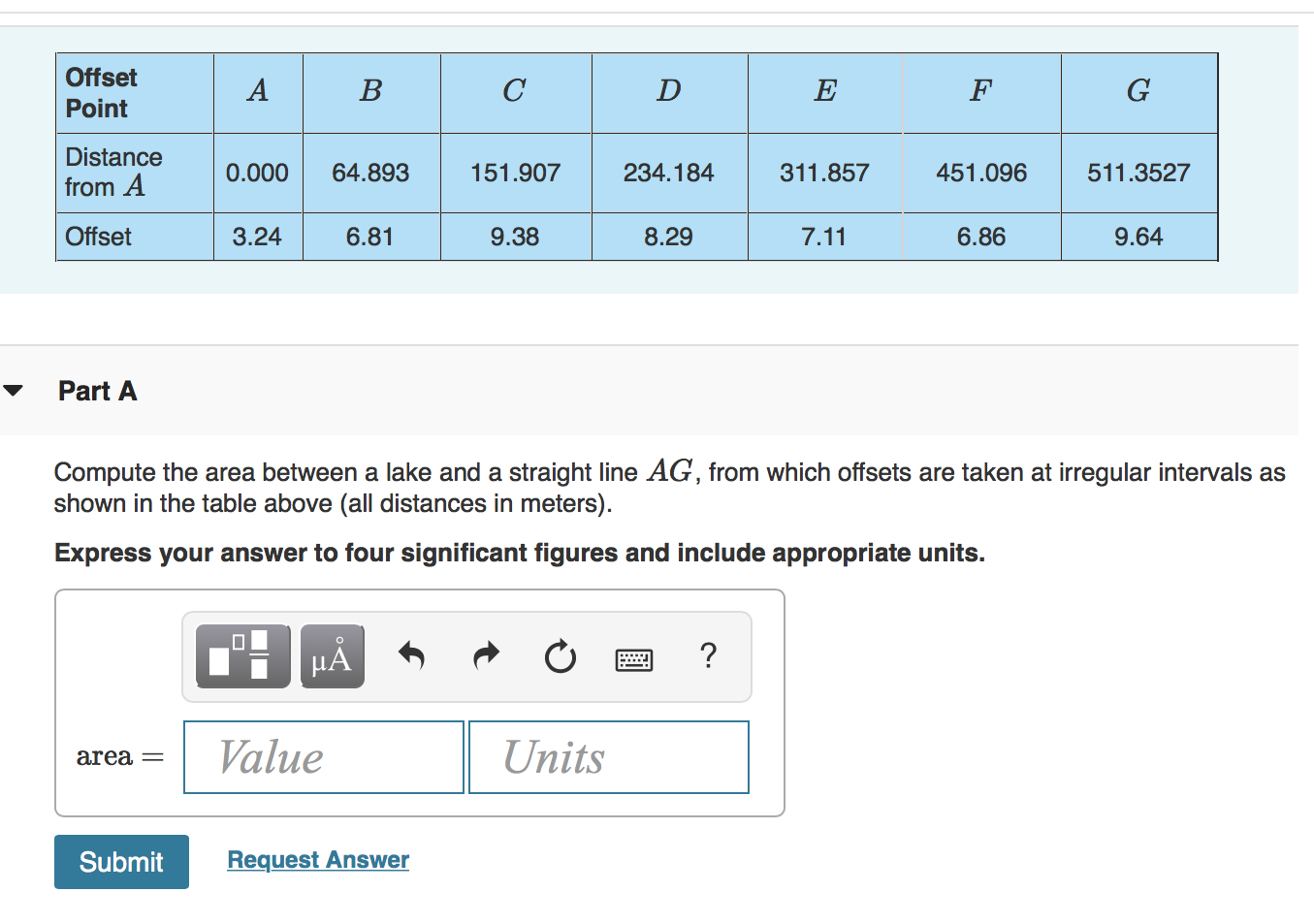 Solved Offset Point А B С D E F G Distance from A 0.000 | Chegg.com