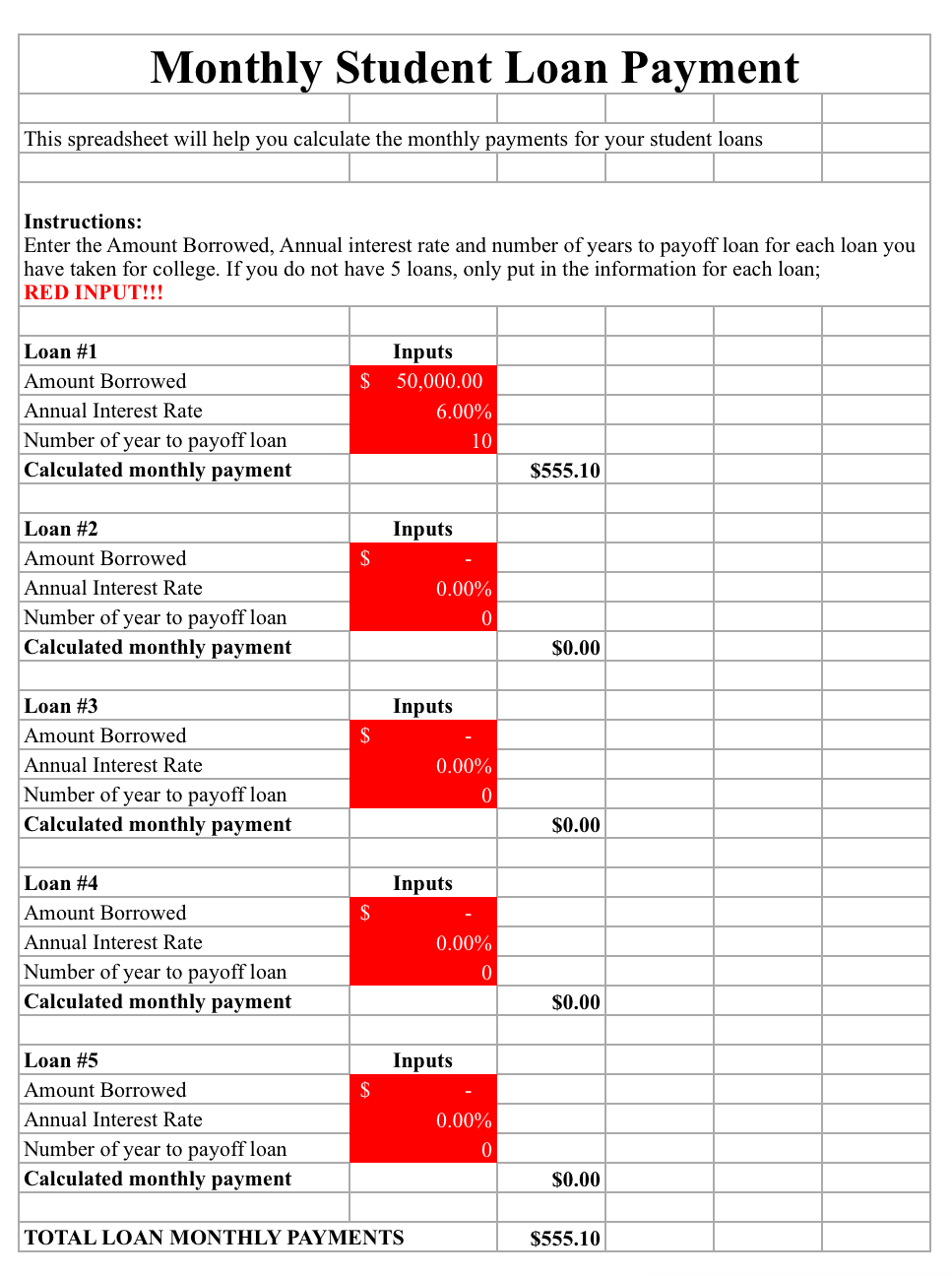 Please complete the spreadsheet ( only to input items  Chegg.com In The Student Budget Worksheet Answers