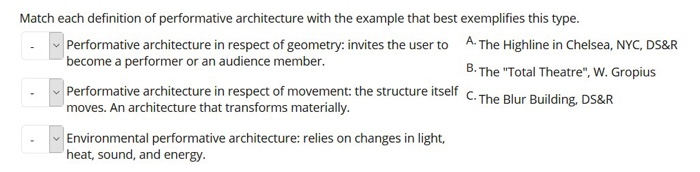 Match each definition of performative architecture | Chegg.com