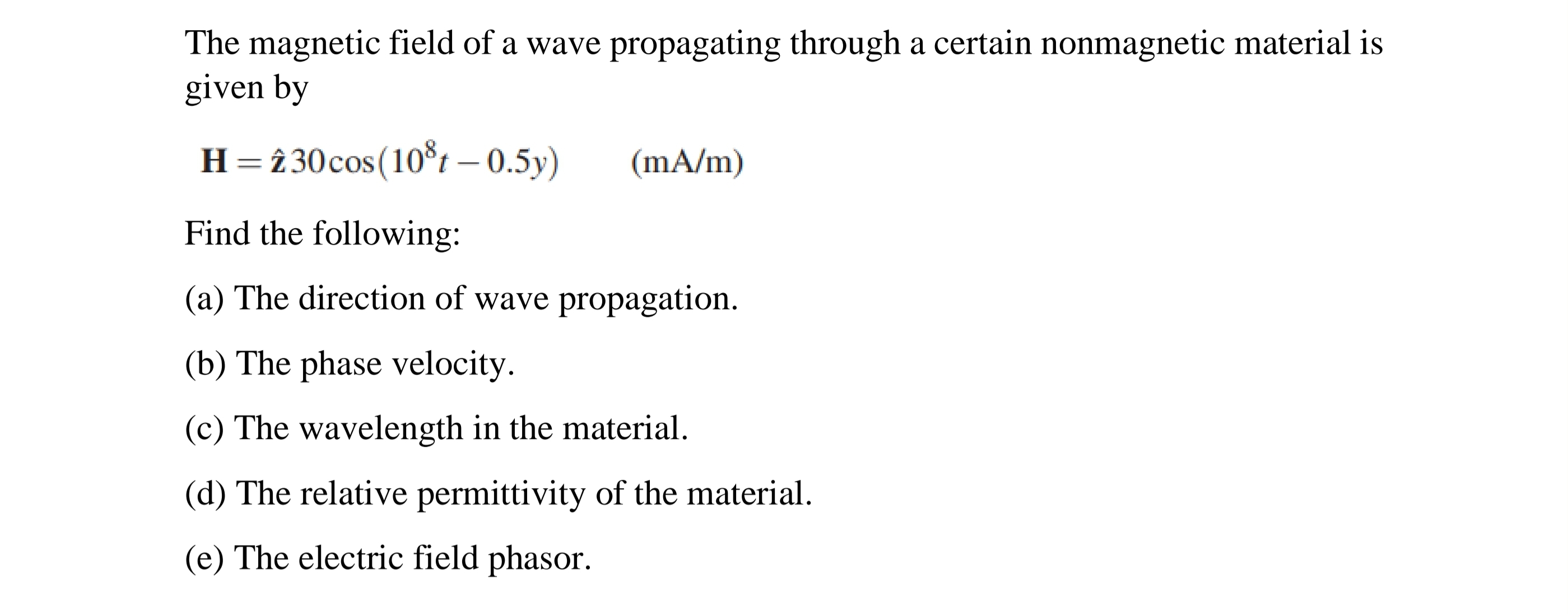 Solved The magnetic field of a wave propagating through a | Chegg.com