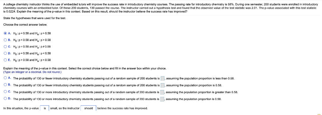 Solved A college chemistry instructor thinks the use of | Chegg.com