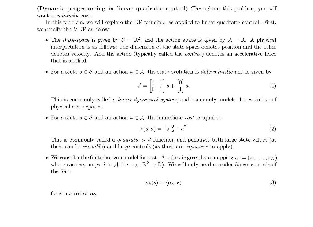 (Dynamic programming in linear quadratic control) | Chegg.com