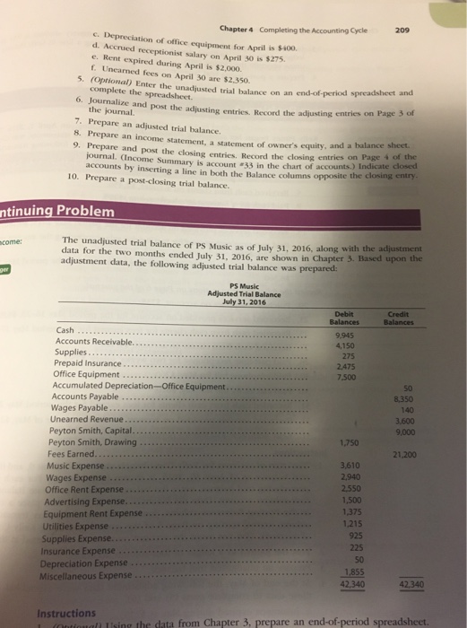 Solved OBJ 4 5 PR 4 5B Complete Accounting Cycle For The Chegg
