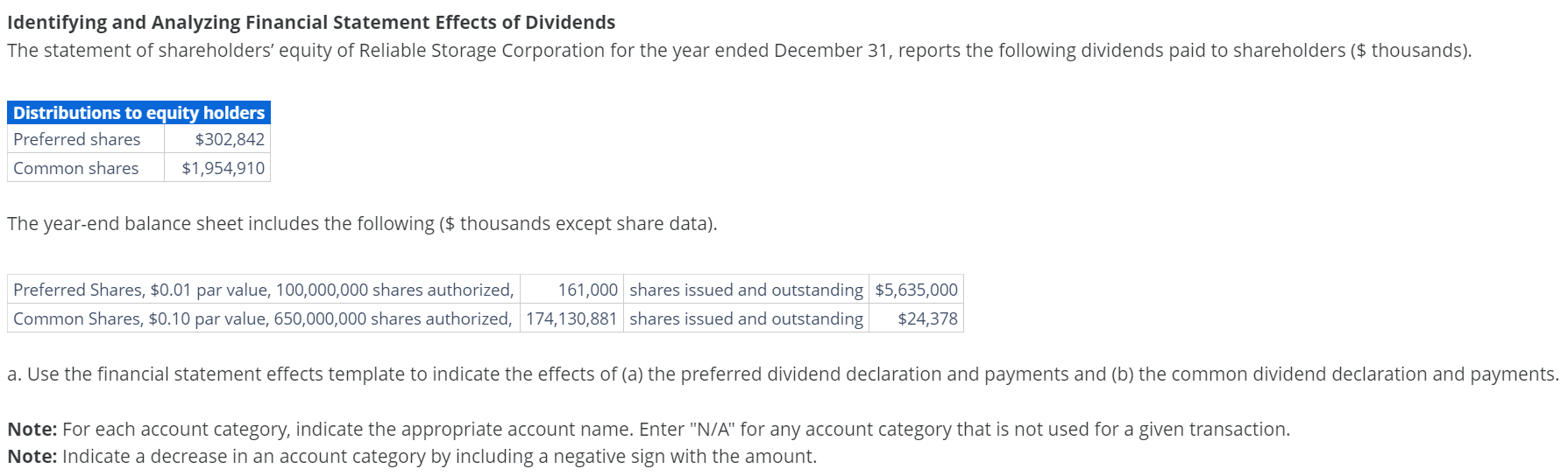 Solved Identifying And Analyzing Financial Statement Effects | Chegg.com