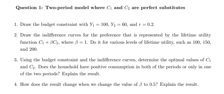 Solved Question 1: Two-period model where C1 and C2 are | Chegg.com