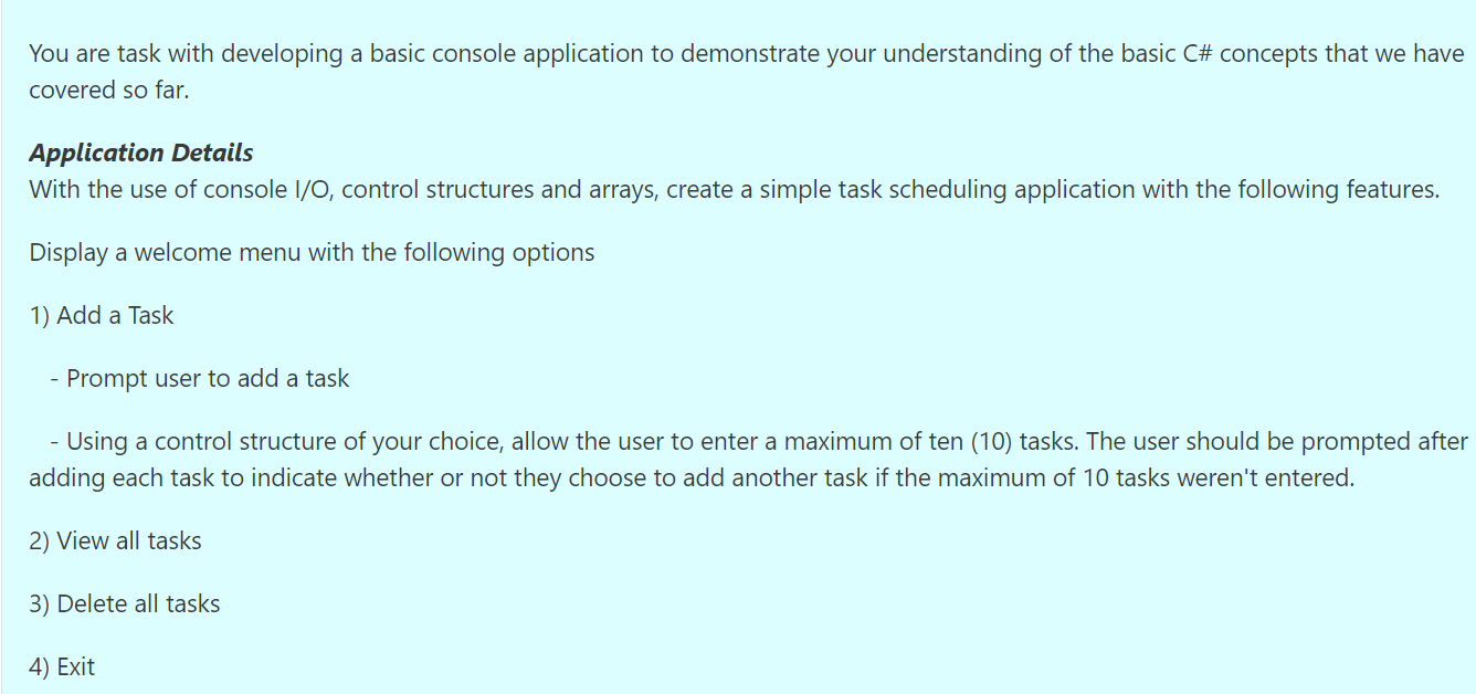 Solved You Are Task With Developing A Basic Console | Chegg.com