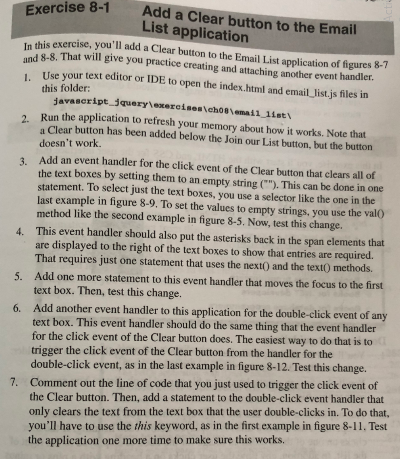 Solved Exercise 8-1 Acti Add a Clear button to the Email | Chegg.com