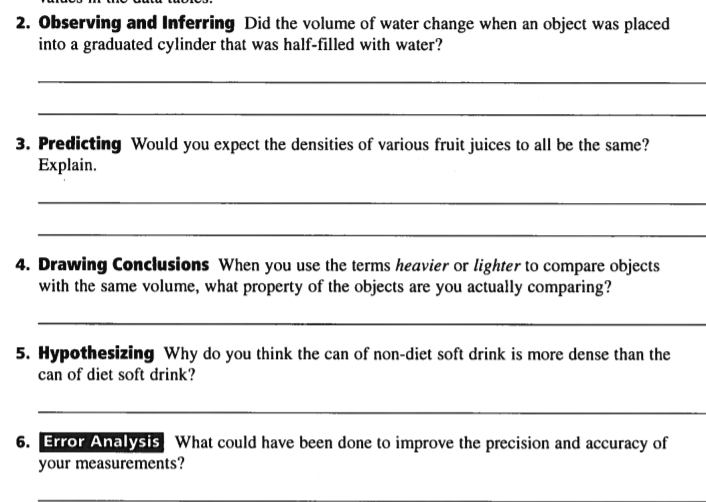 Solved 2. Observing and Inferring Did the volume of water | Chegg.com
