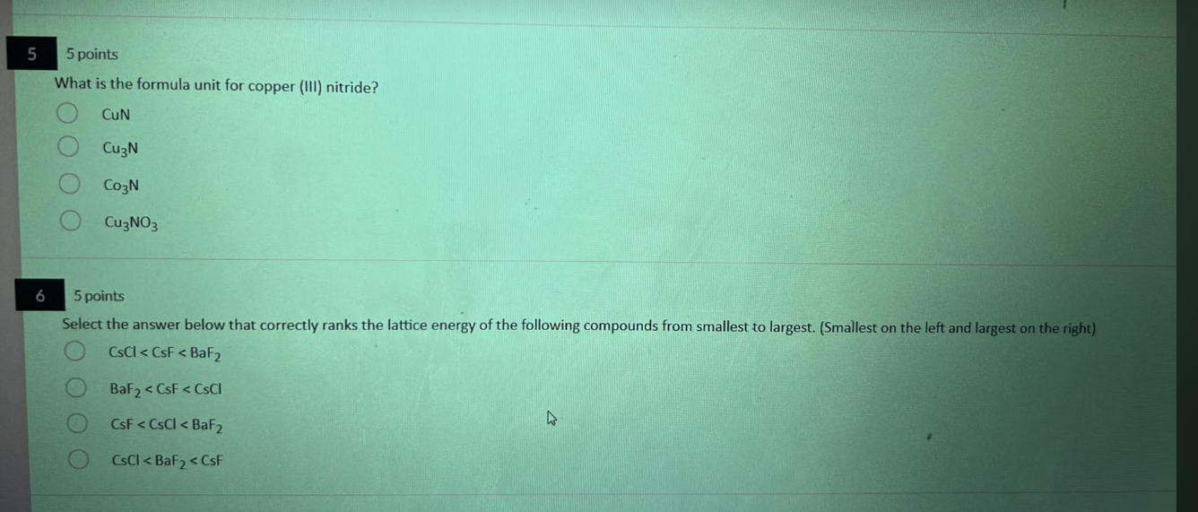 Solved What is the formula unit for copper (III) nitride?