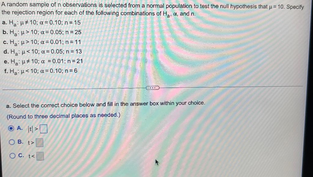 Solved A random sample of n observations is selected from a | Chegg.com