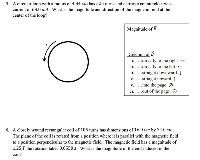 Solved 5. A circular loop with a radius of 4.84 cm has 525 | Chegg.com