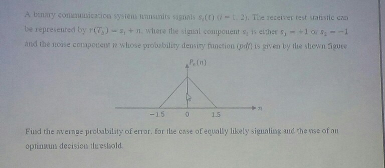 Solved find the average probability of error for the case of | Chegg.com