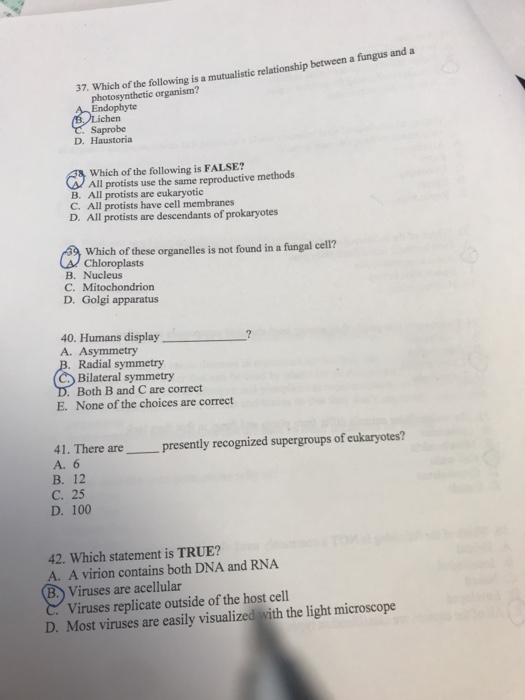 Solved 37 which of the following is a mutualistic | Chegg.com