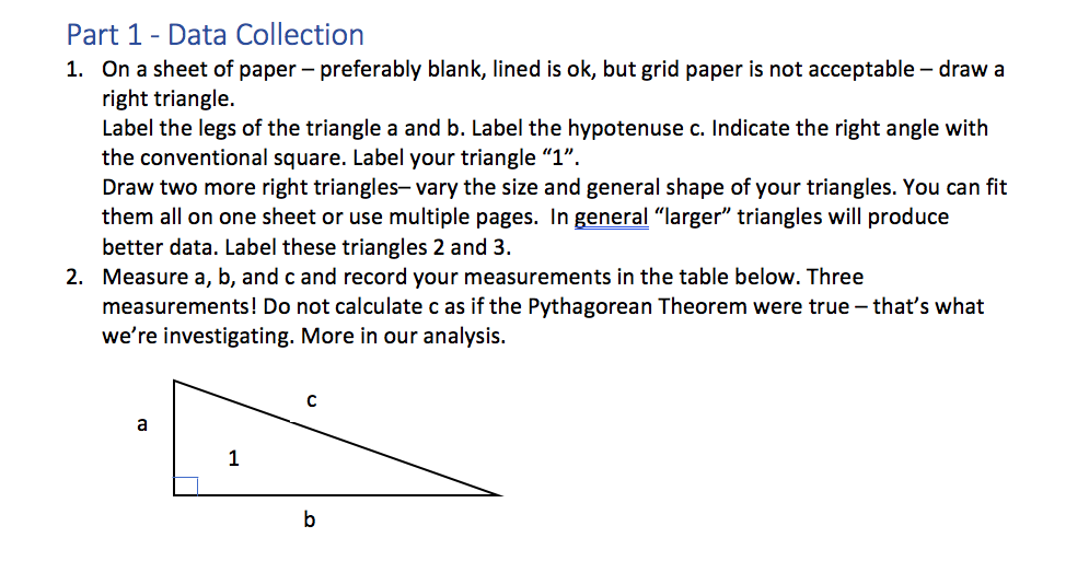 Solved Part 1 - Data Collection 1. On a sheet of paper - | Chegg.com