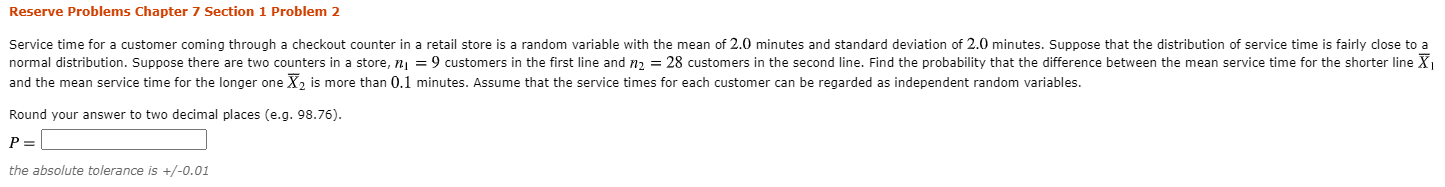 Solved Reserve Problems Chapter 7 Section 1 Problem 2 | Chegg.com