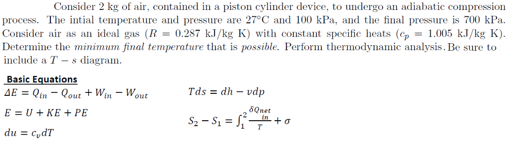 Solved Consider 2 kg of air, contained in a piston cylinder | Chegg.com