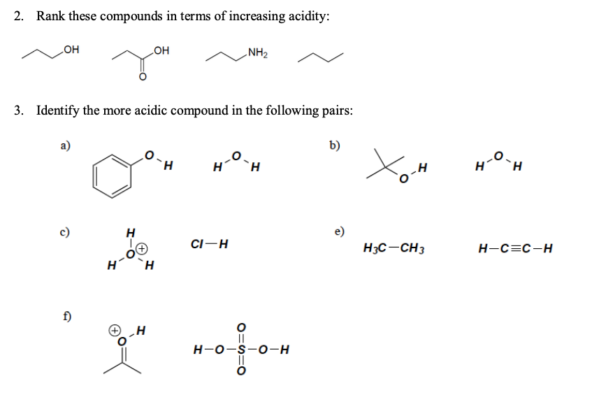 Solved 2. Rank these compounds in terms of increasing | Chegg.com