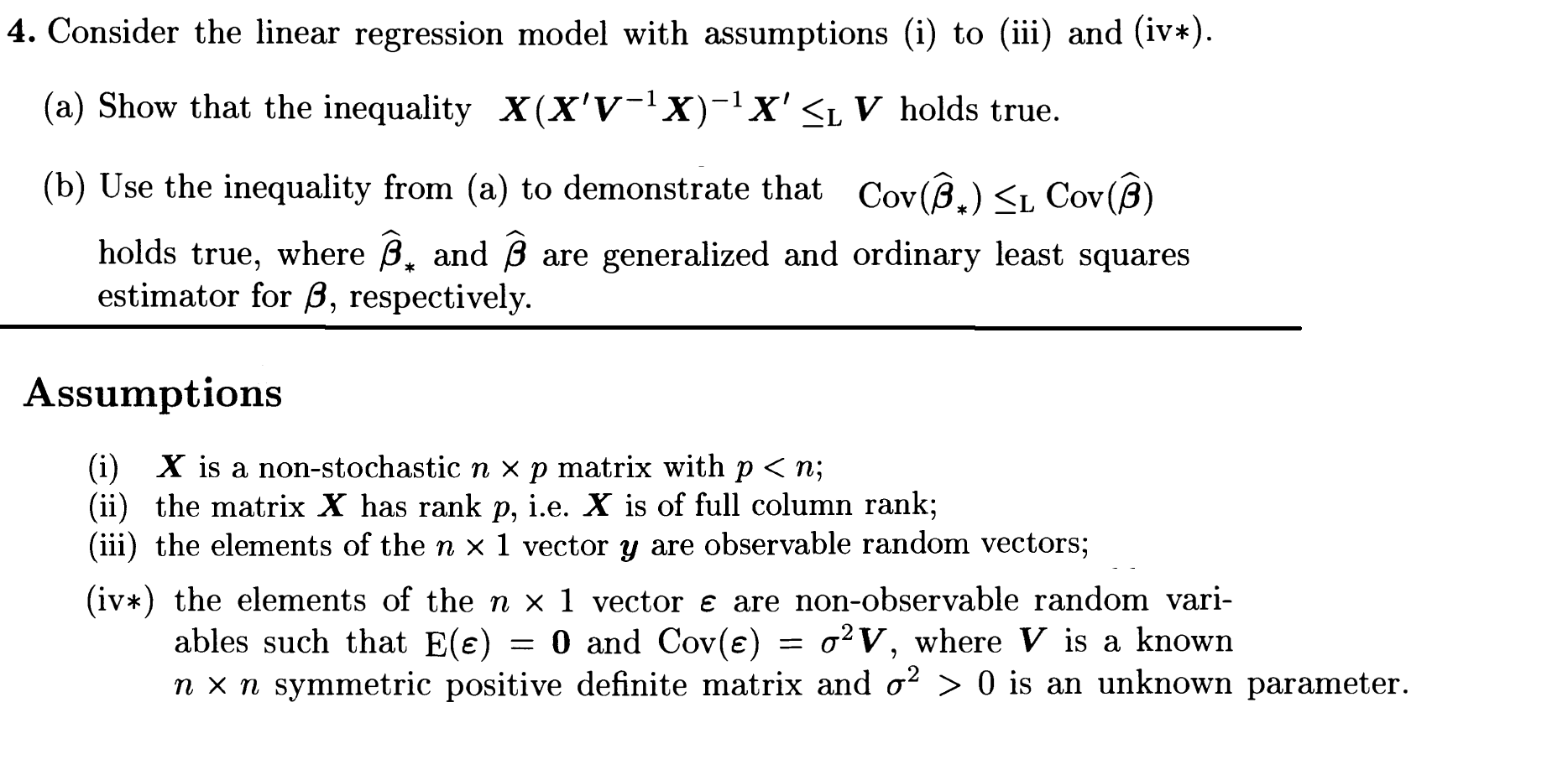 Solved 4. Consider the linear regression model with | Chegg.com