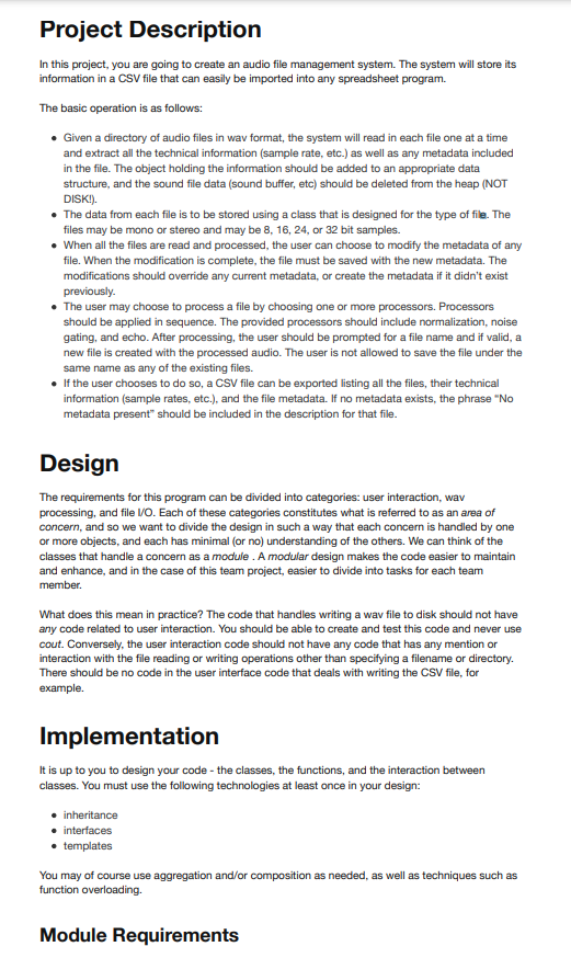 Project Description In this project, you are going to | Chegg.com