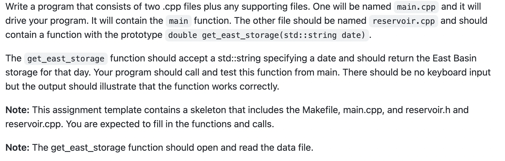 Write a program that consists of two .cpp files plus any supporting files. One will be named main. \( \mathrm{cpp} \) and it