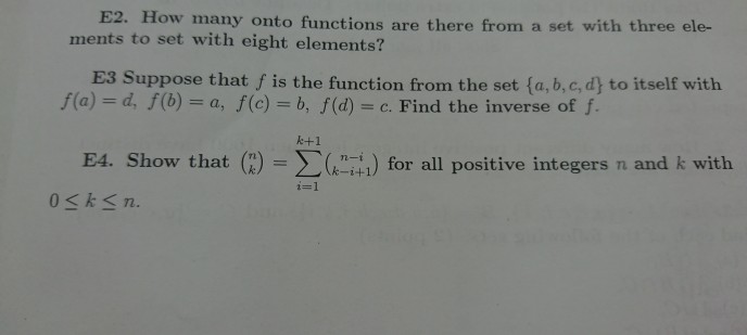 Solved E2. How many onto functions are there from a set with | Chegg.com
