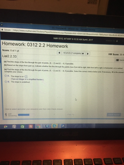 Solved Find The Slope Of The Line Through The Pair Of Chegg